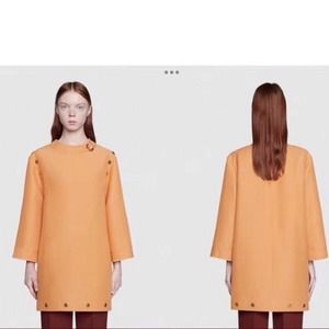 NWT  Gucci orange silk wool button detail mini dress/tunic